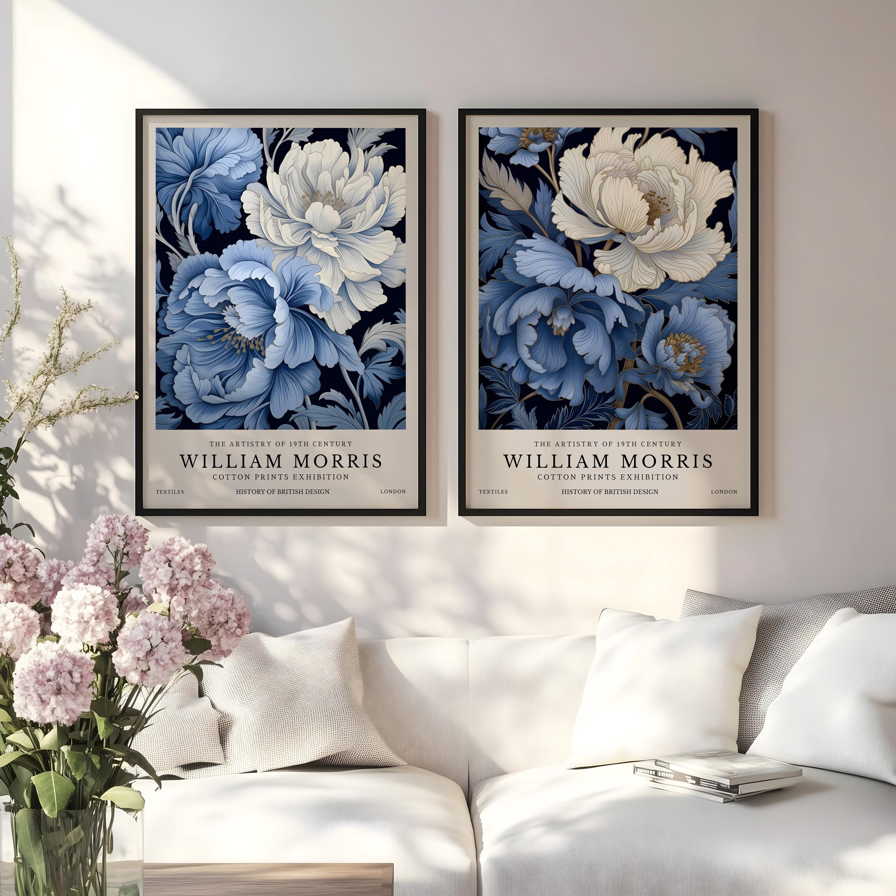 Home Textiles And Room Spray - William Morris Blue Floral Prints Set