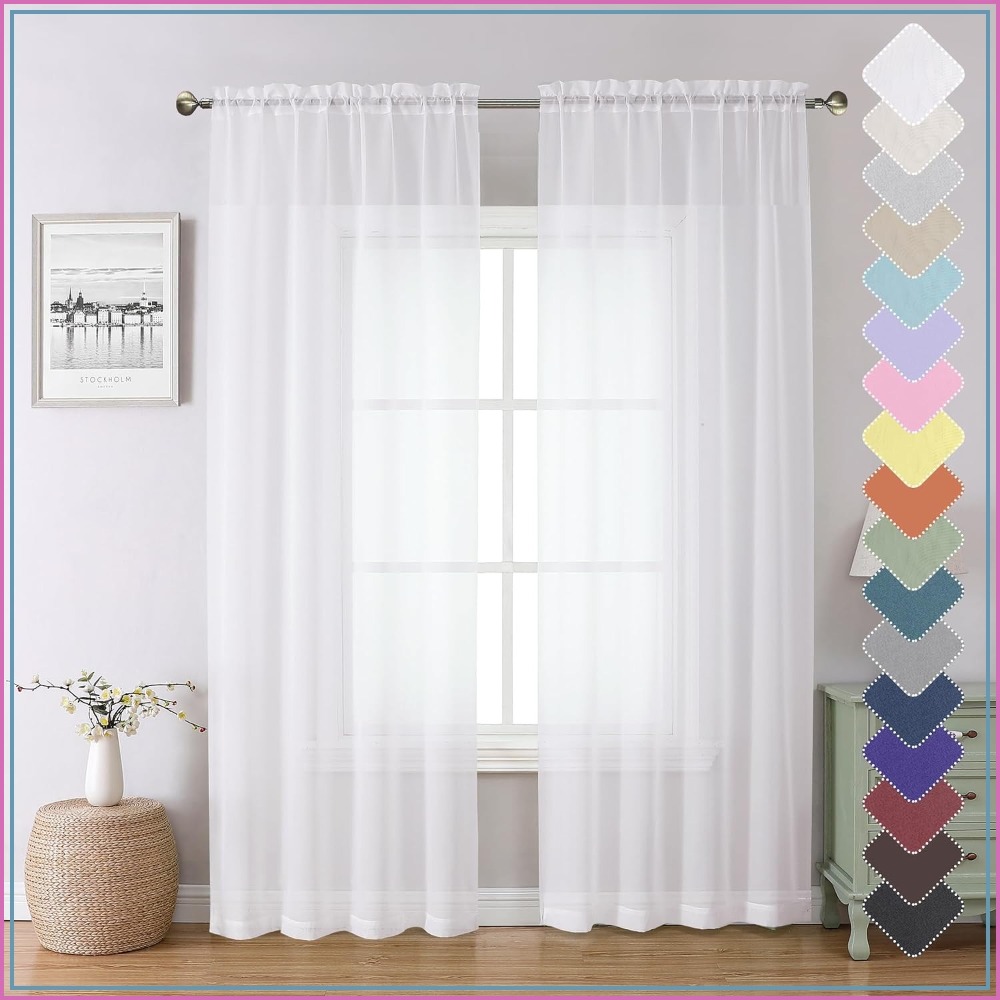 Curtain Sheer Voile - Sheer Curtains 84in Long 2 Panels,
