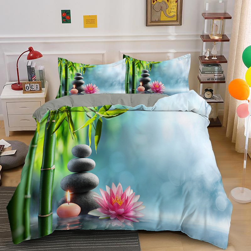 Home Textiles Bedding - Zen Stone Green Bamboo Duvet Cover