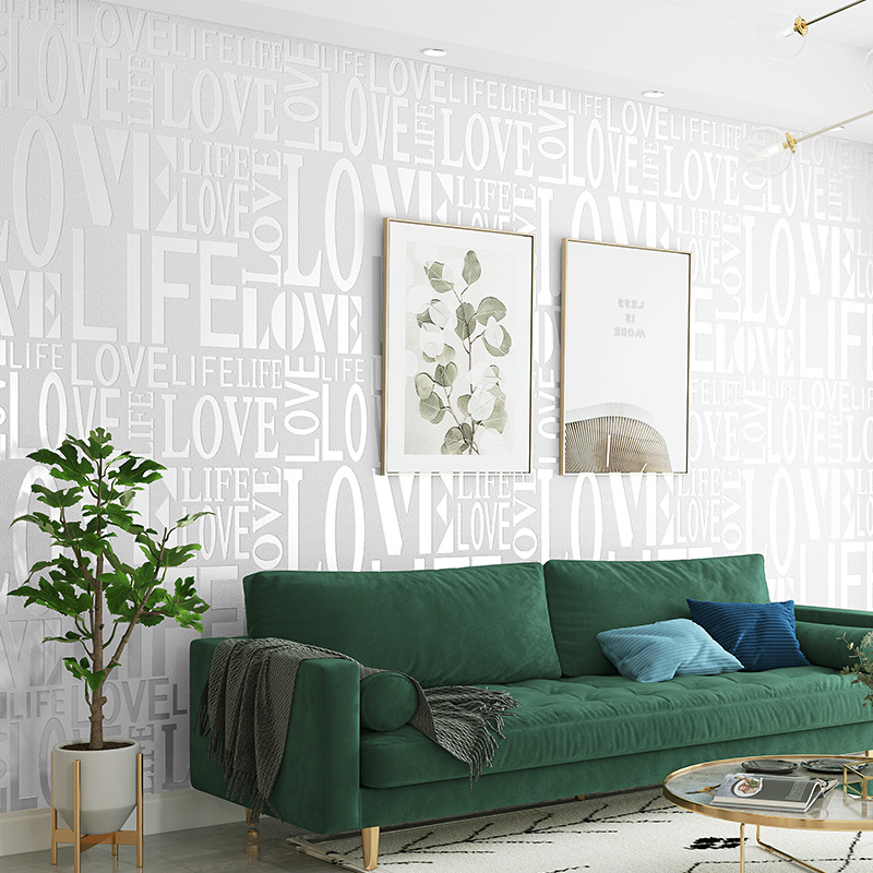 Home Textiles Store - English Letter Wallpaper Clothing Store Modern