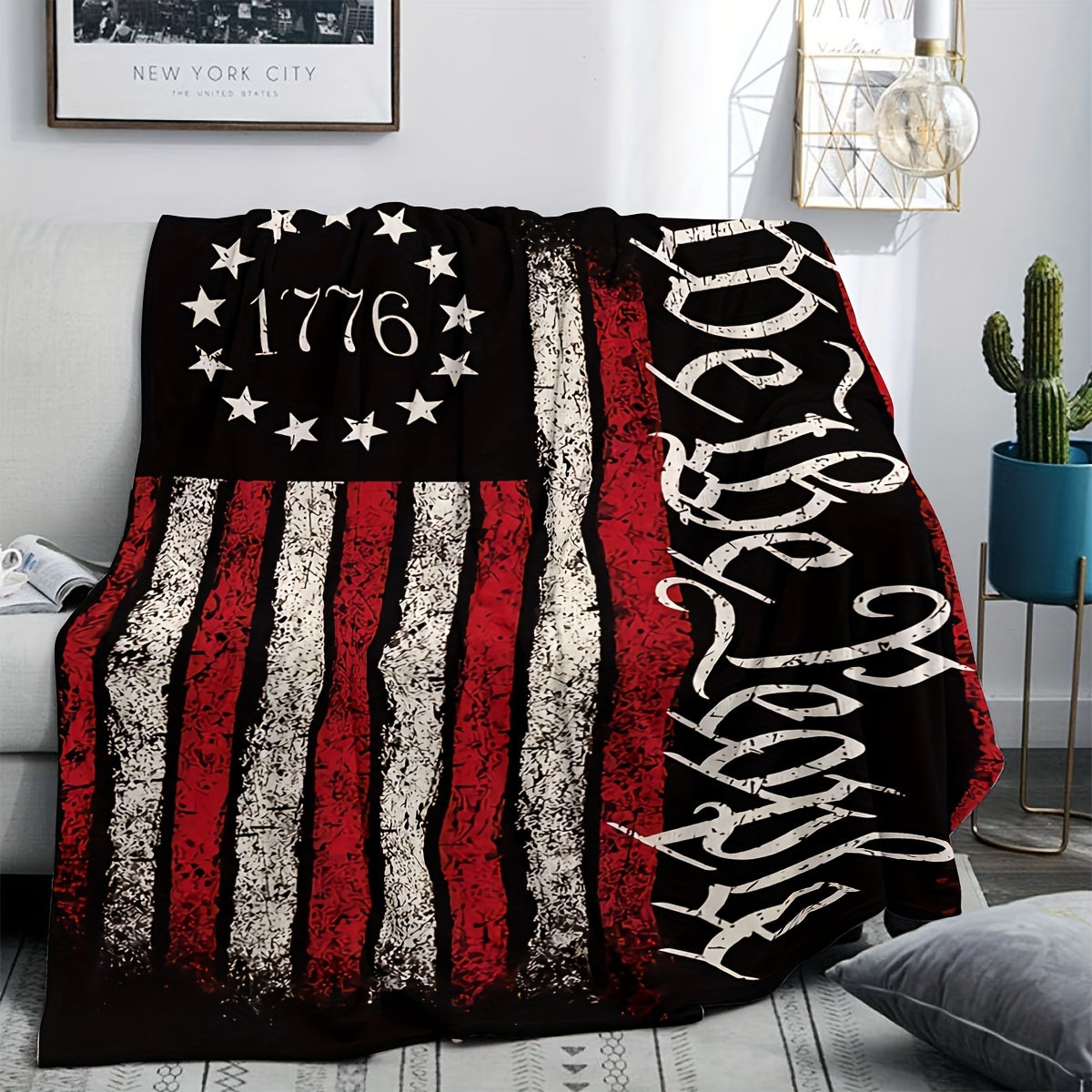 Vintage 1776 We The People Pri - Throw Blanket Chunky Knit avis et prix