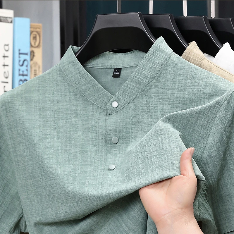 Summer Stand Collar Half Butto - Home And Textiles avis et prix