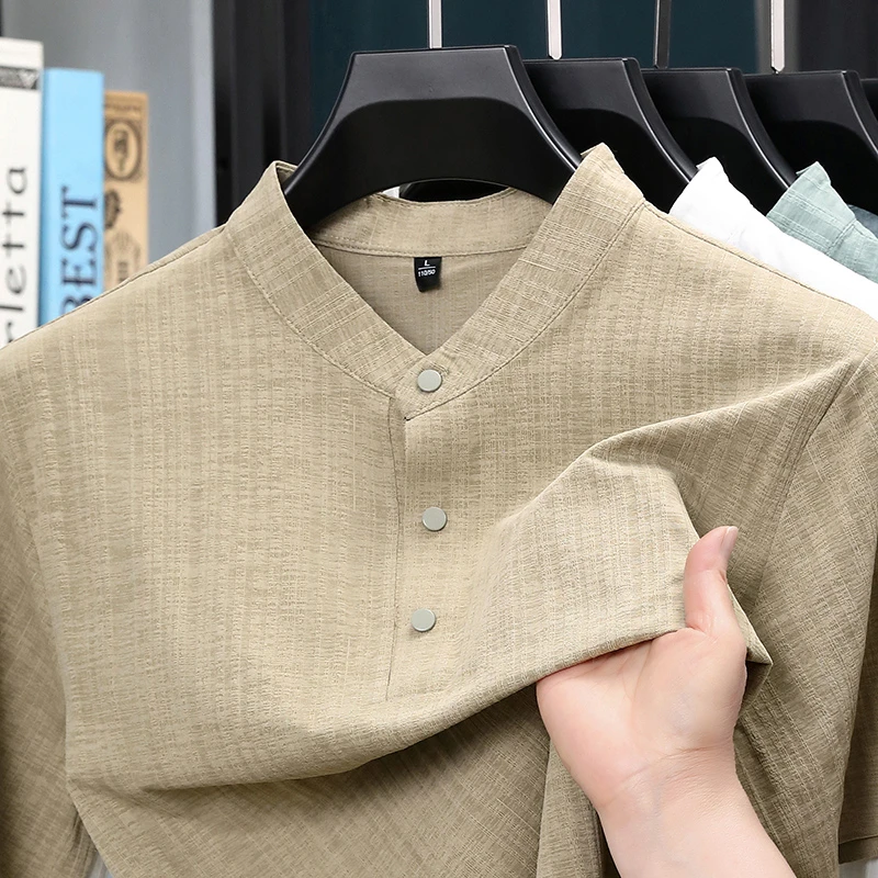 Summer Stand Collar Half Butto - Home And Textiles avis et prix
