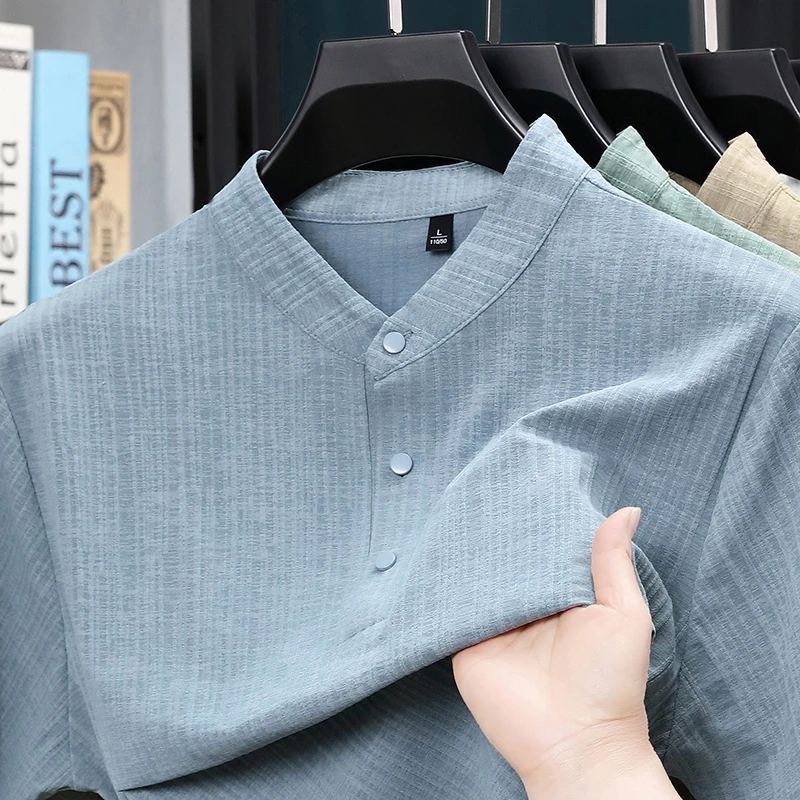Summer Stand Collar Half Butto - Home And Textiles avis et prix