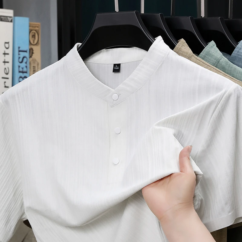 Summer Stand Collar Half Butto - Home And Textiles avis et prix
