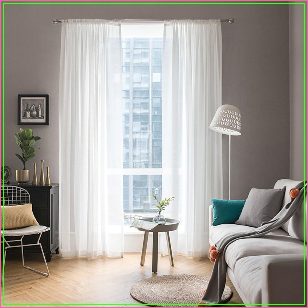 2 Panels Solid White Sheer Win - Curtain Sheer Voile avis et prix