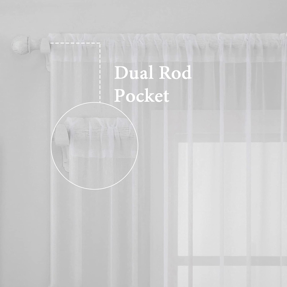 2 Panels Solid White Sheer Win - Curtain Sheer Voile avis et prix