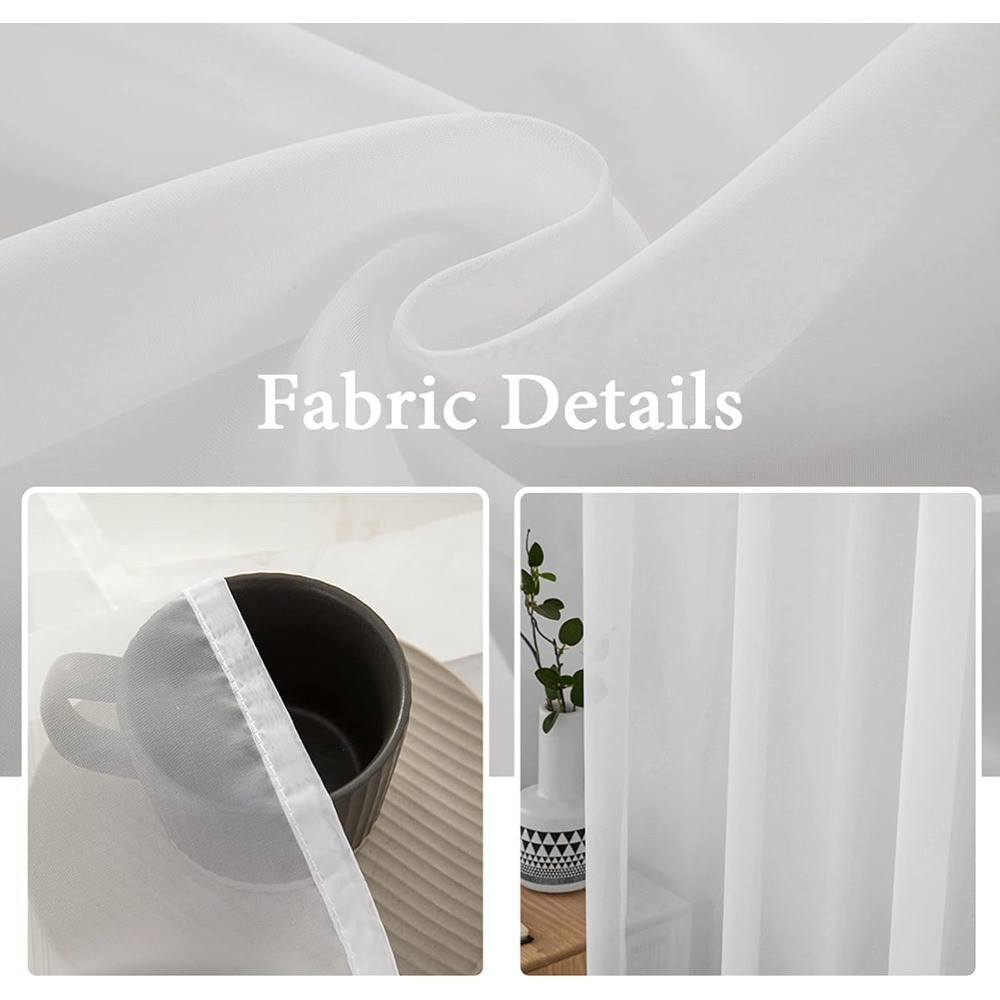 2 Panels Solid White Sheer Win - Curtain Sheer Voile avis et prix