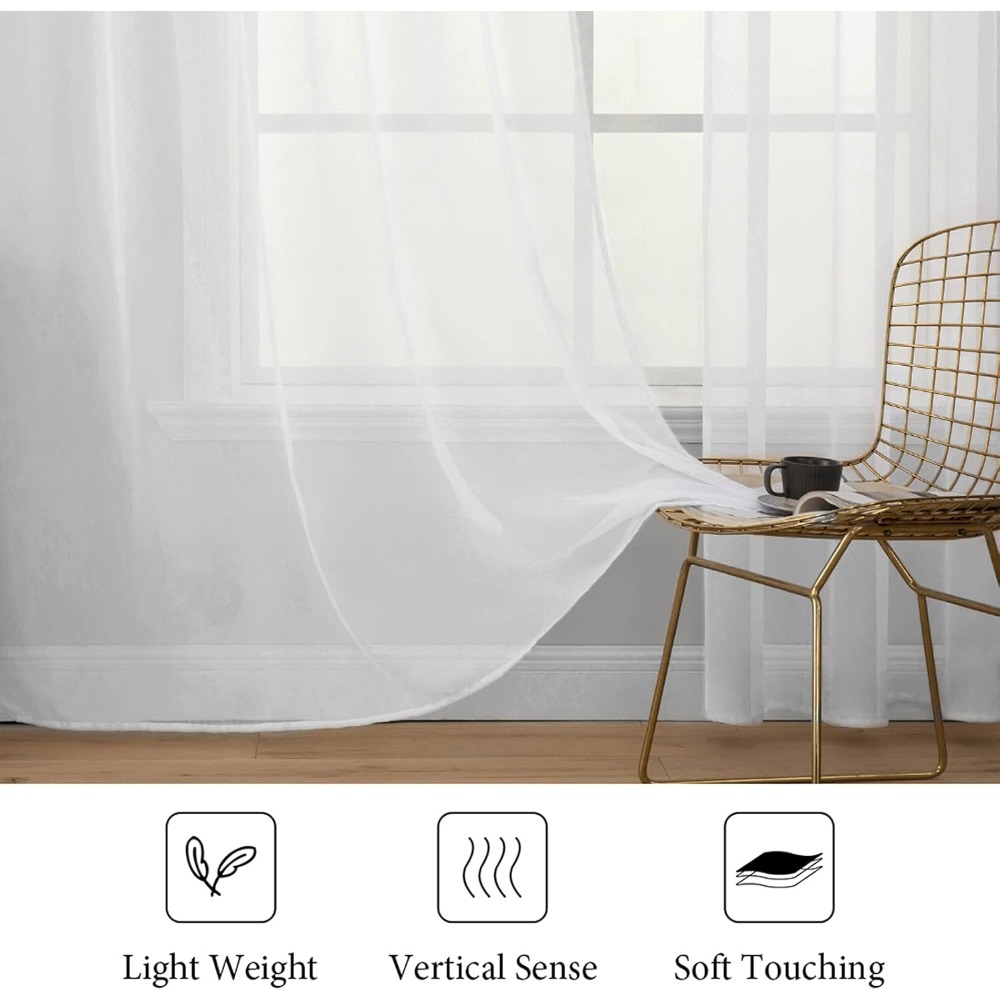 2 Panels Solid White Sheer Win - Curtain Sheer Voile avis et prix