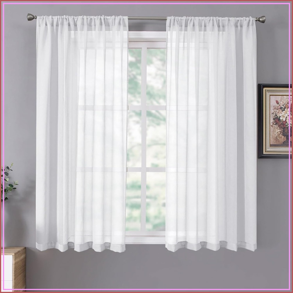 Linen Textured Sheer Curtains, - Curtain Sheer Voile avis et prix