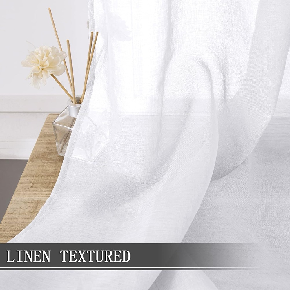 Linen Textured Sheer Curtains, - Curtain Sheer Voile avis et prix