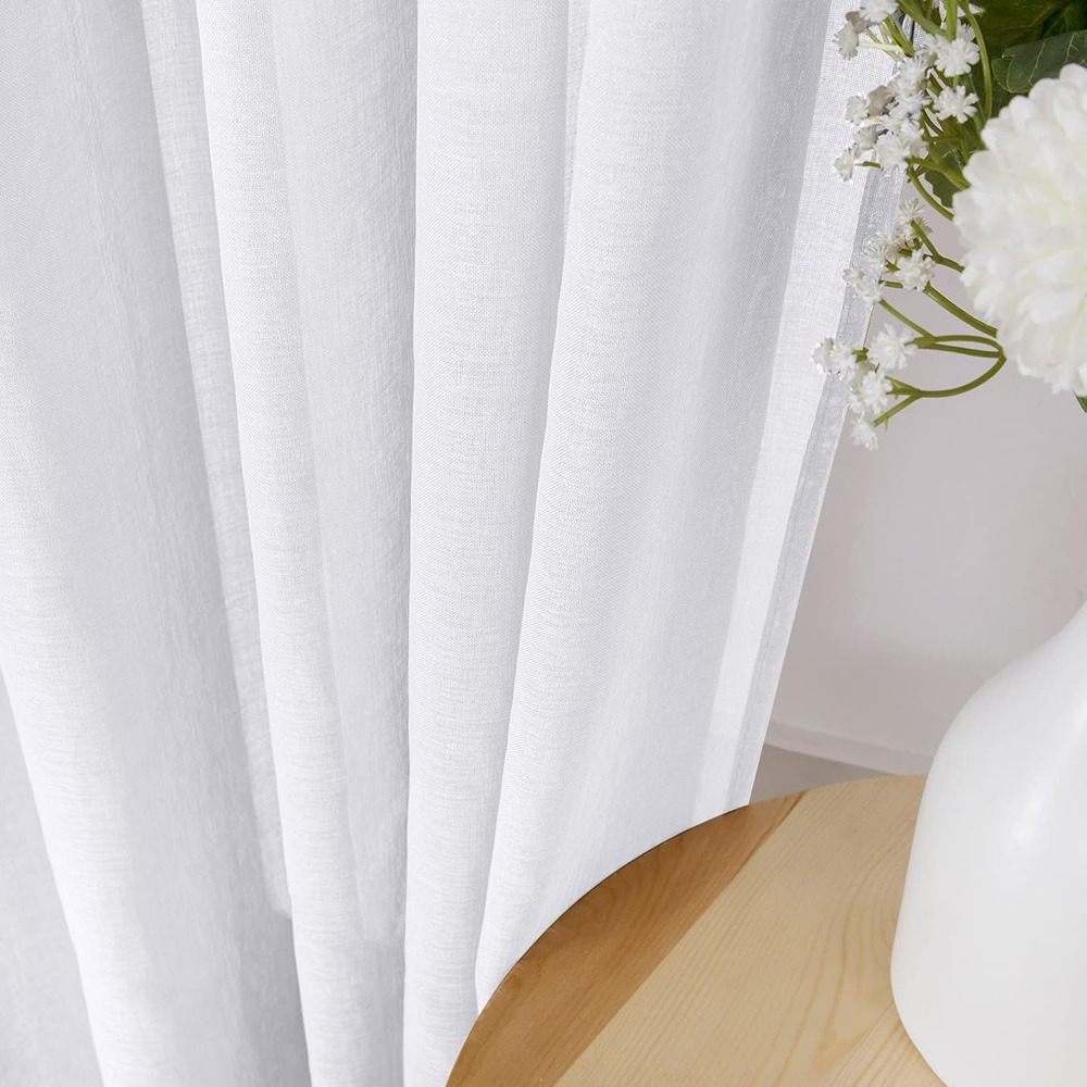 Linen Textured Sheer Curtains, - Curtain Sheer Voile avis et prix