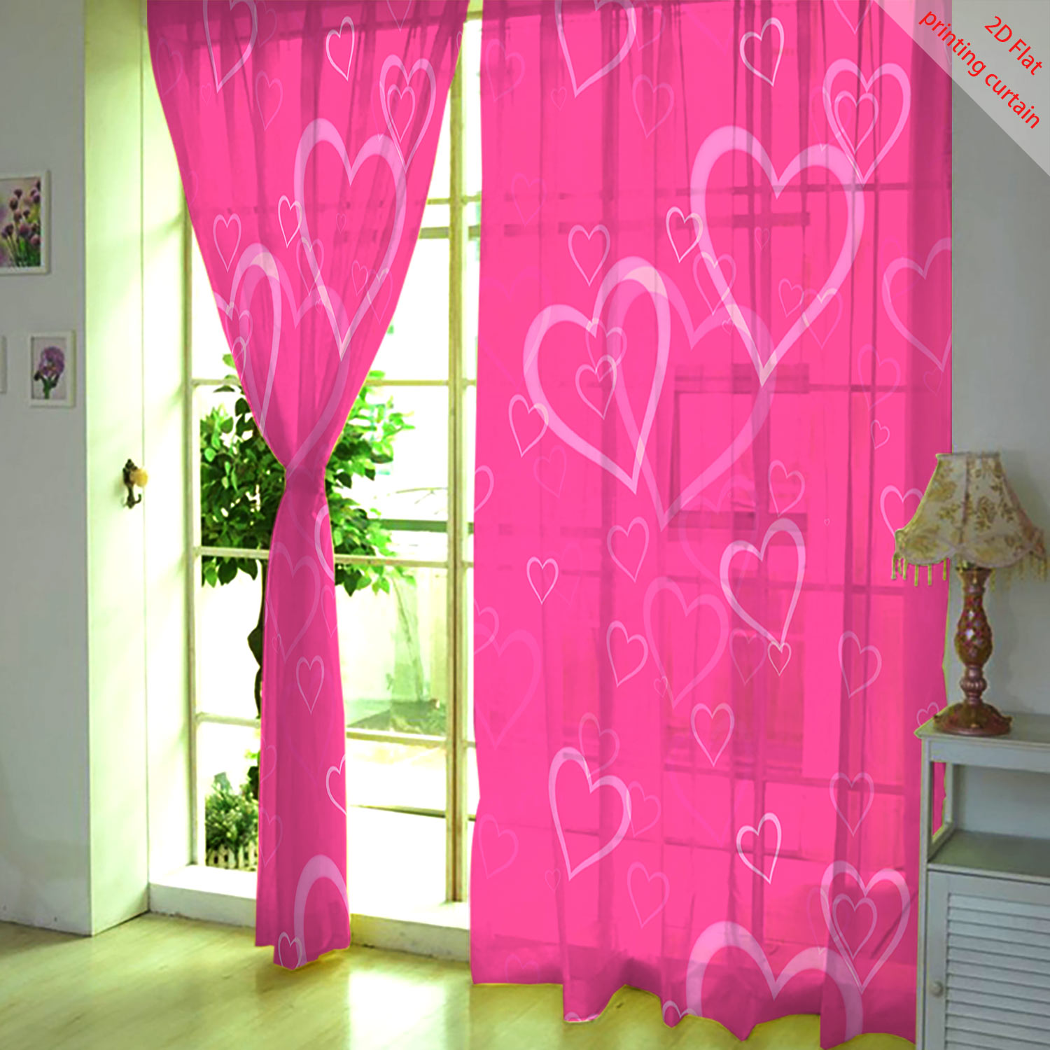 Heart Shaped Printed Transpare - Curtain Sheer Voile avis et prix