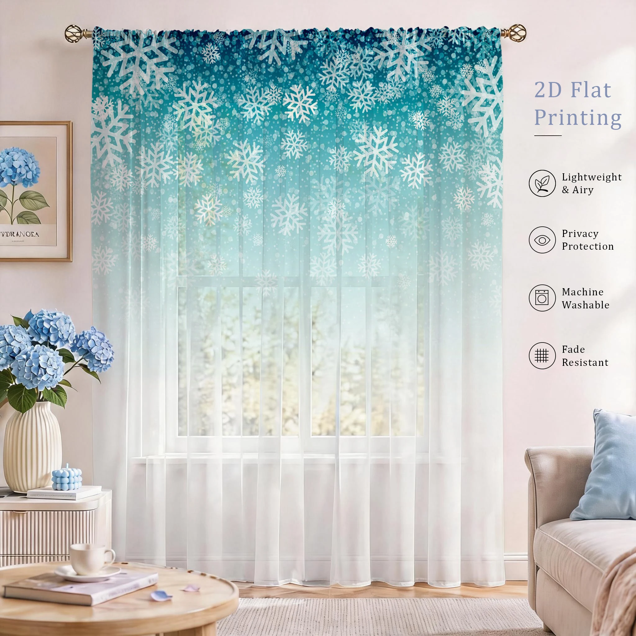 Floral Gradient Sheer Curtain, - Curtain Sheer Voile avis et prix