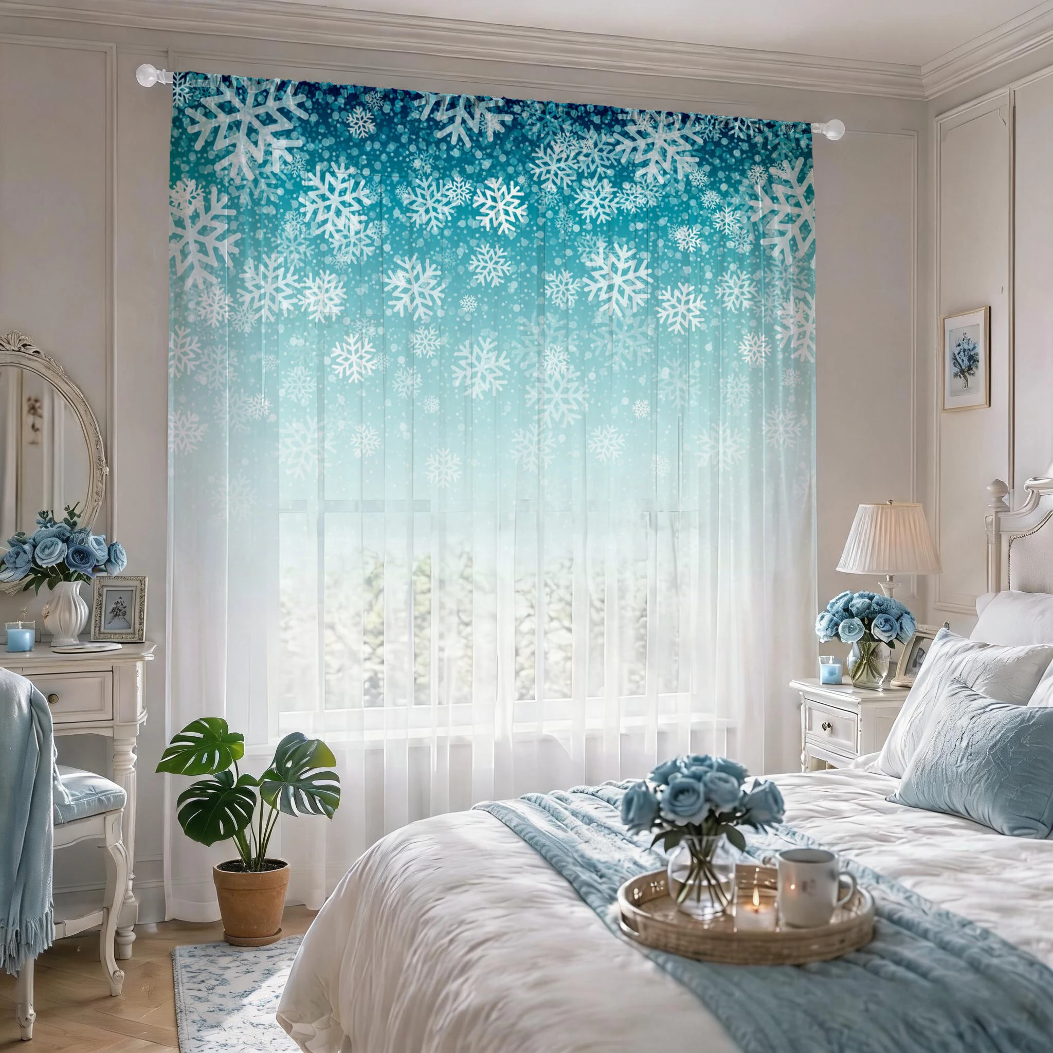 Floral Gradient Sheer Curtain, - Curtain Sheer Voile avis et prix