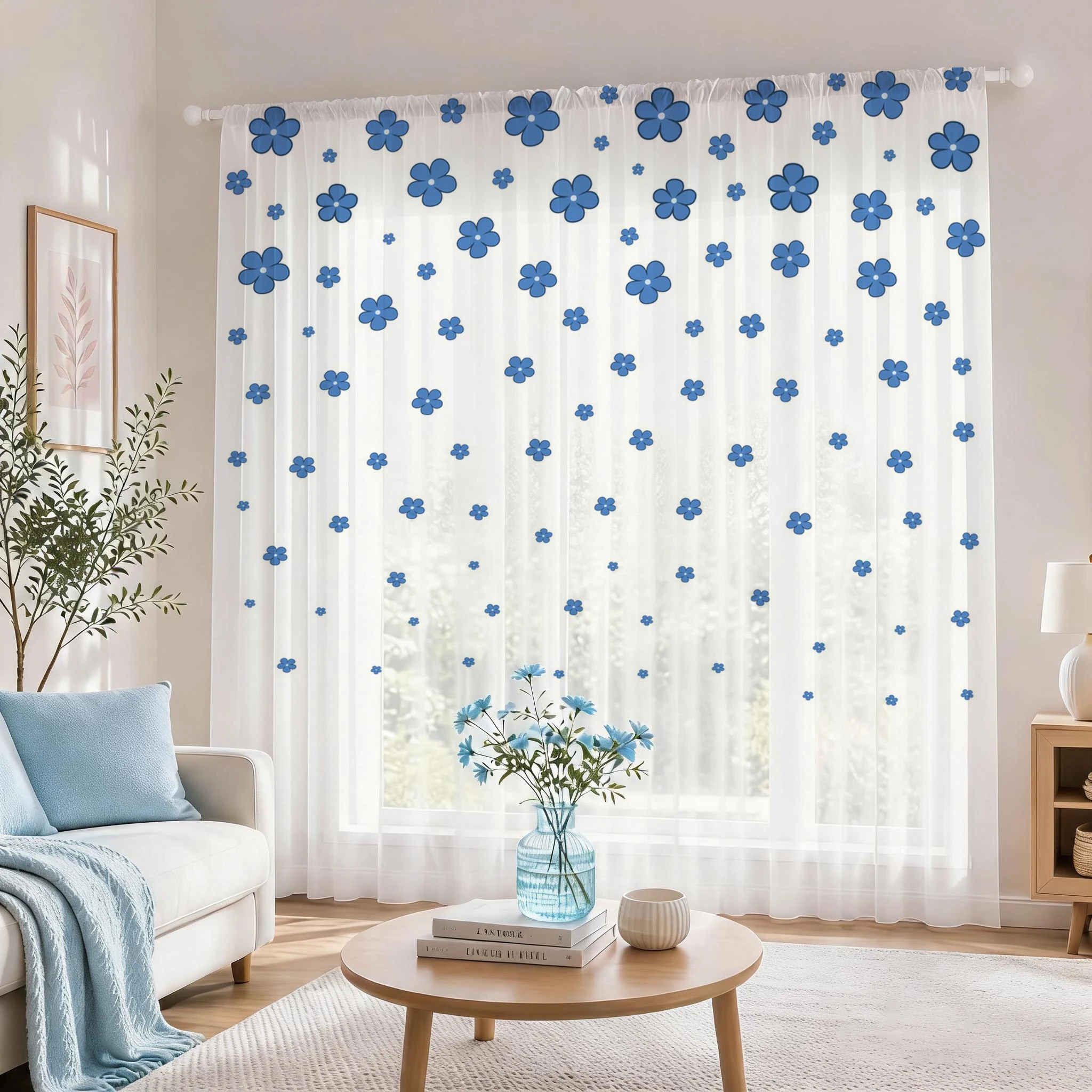 Light blue Modern Gradient She - Curtain Sheer Voile avis et prix