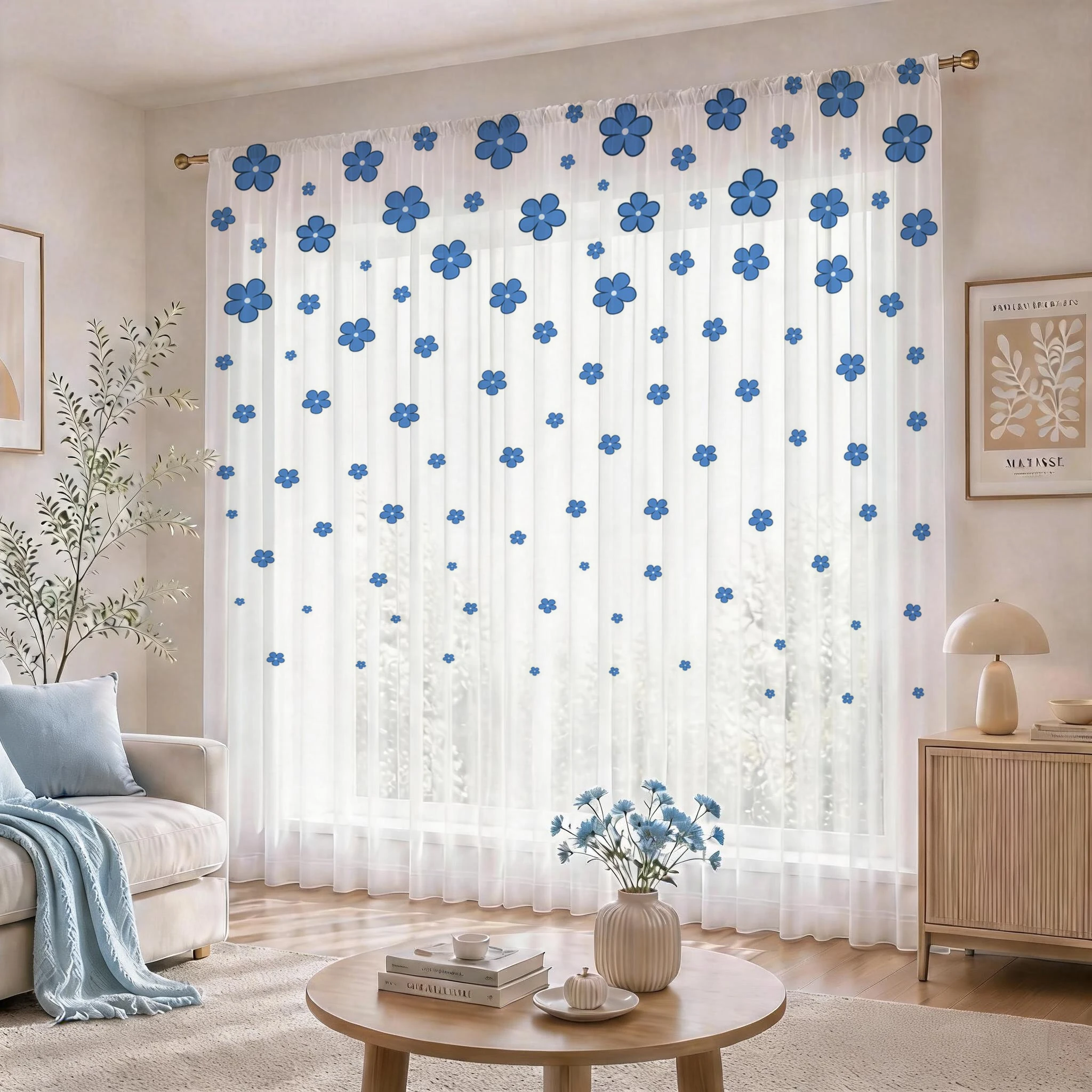 Light blue Modern Gradient She - Curtain Sheer Voile avis et prix