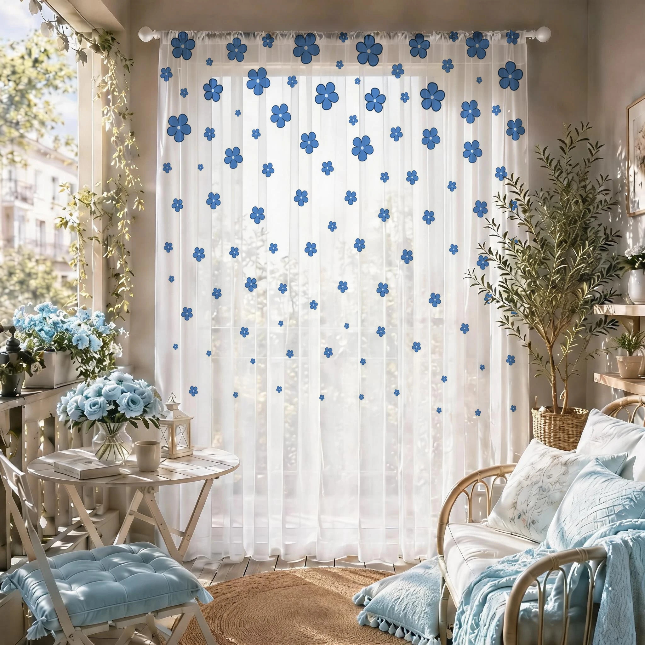 Light blue Modern Gradient She - Curtain Sheer Voile avis et prix
