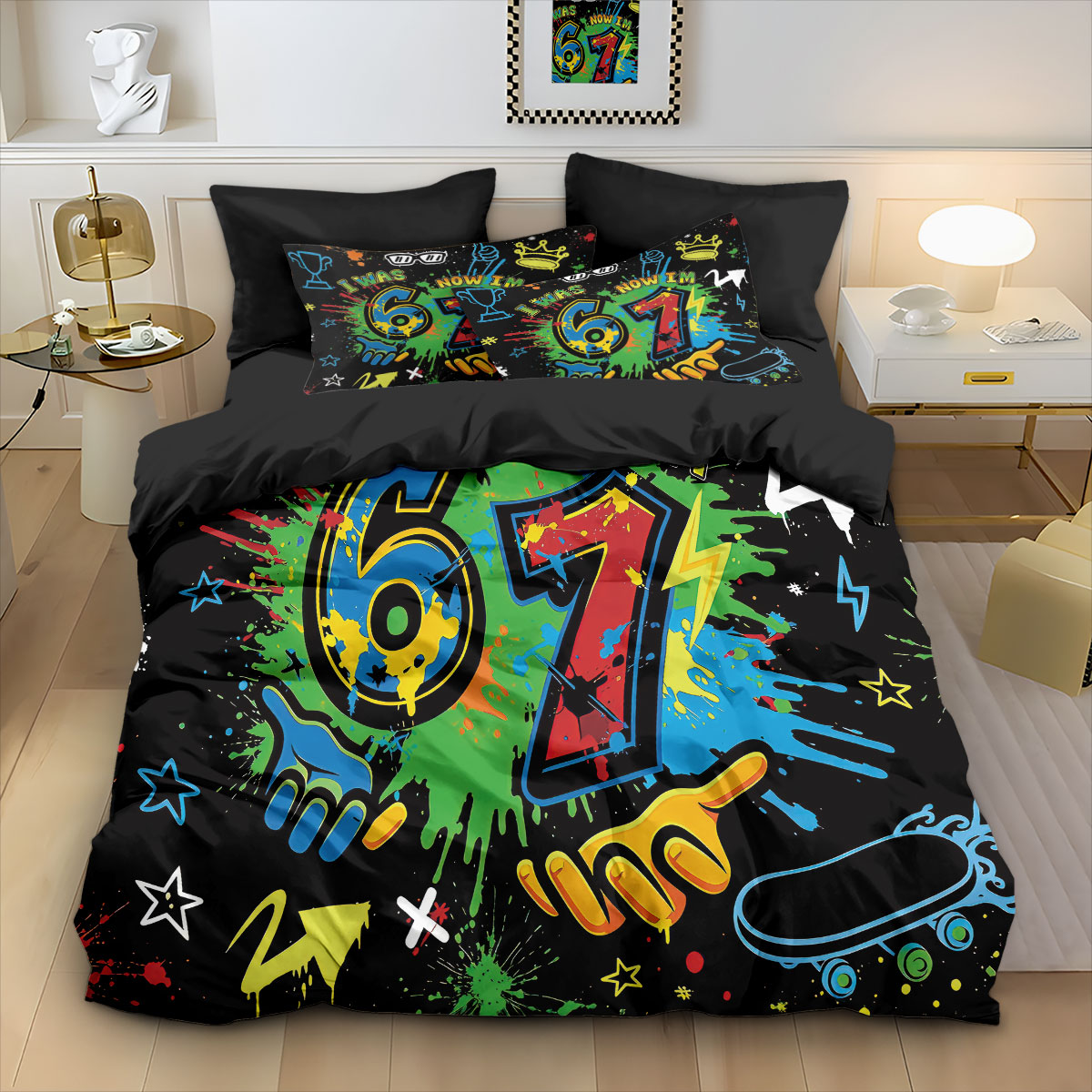 3pcs Graffiti Style Game Contr - Home Textiles Bedding avis et prix
