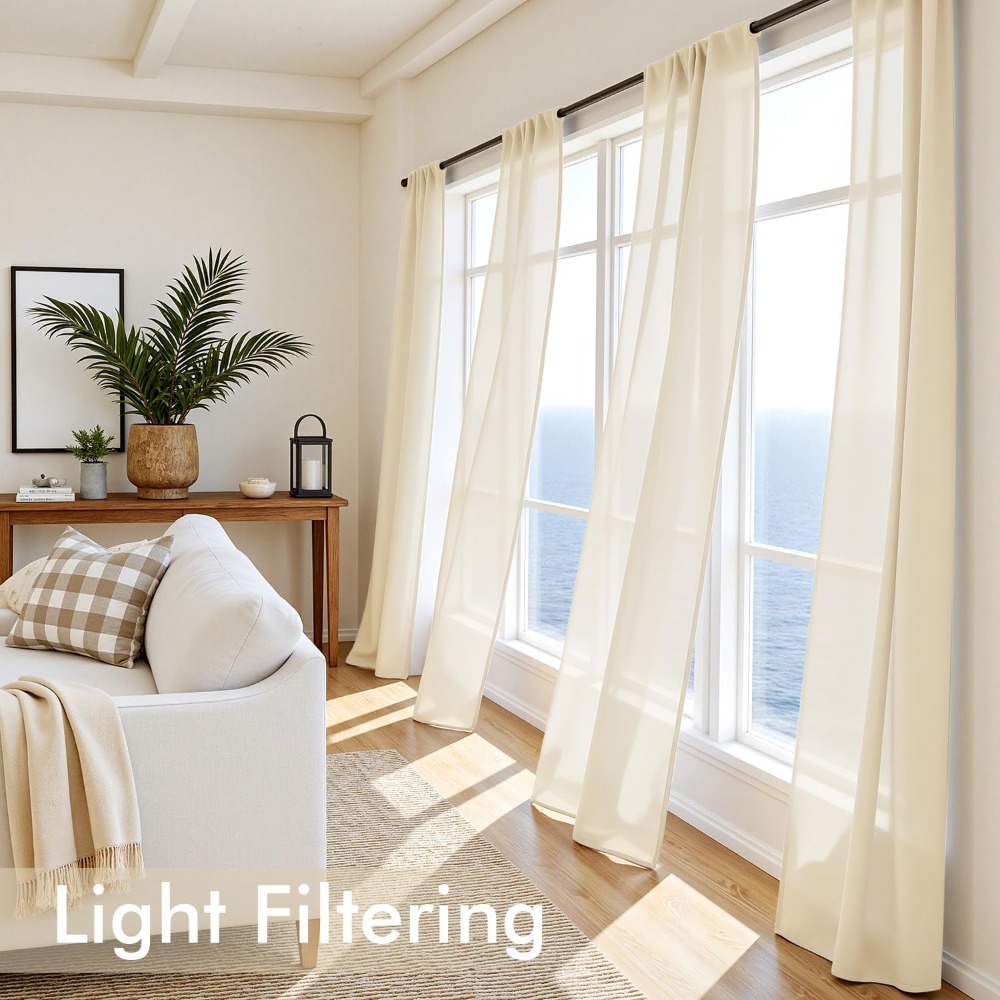 Butter Cream Sheer Curtains 84 - Curtain Sheer Voile avis et prix