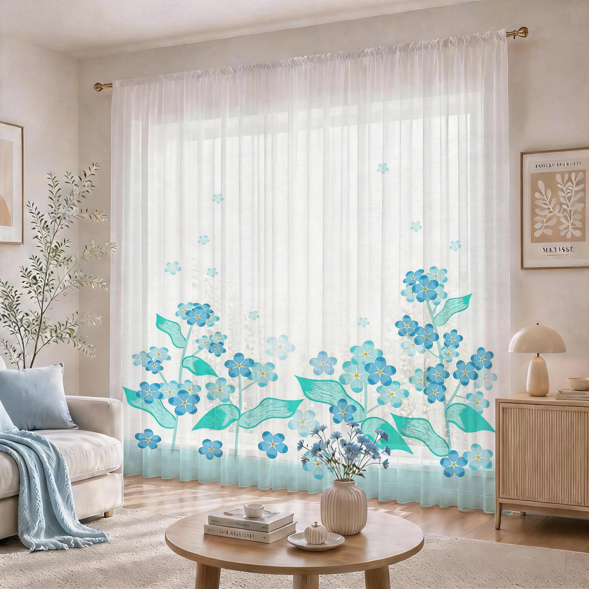 Light blue Modern Gradient She - Curtain Sheer Voile avis et prix