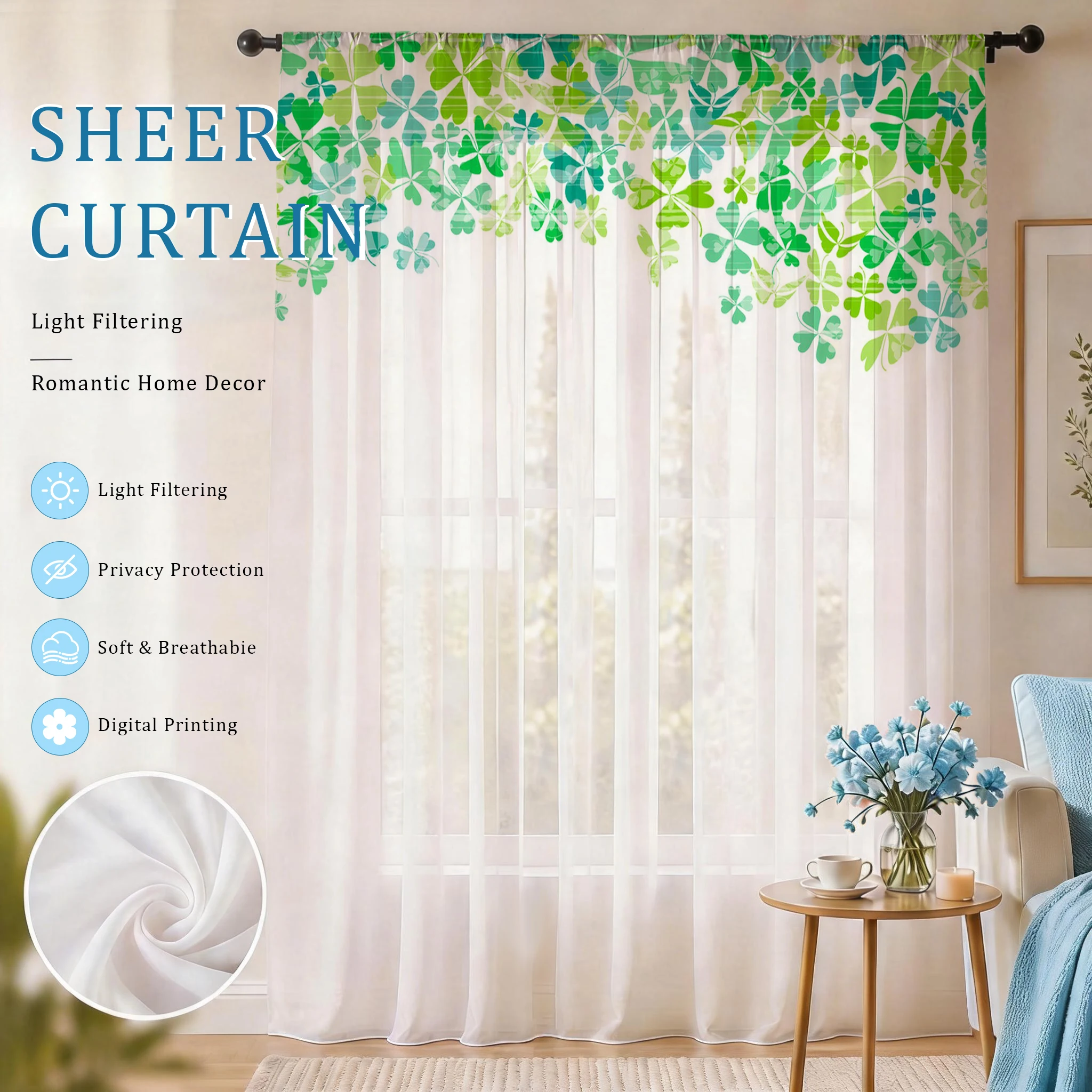 Light blue Modern Gradient She - Curtain Sheer Voile avis et prix