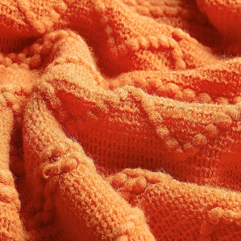 Orange Knitted Throw Blankets  - Throw Blanket Chunky Knit avis et prix