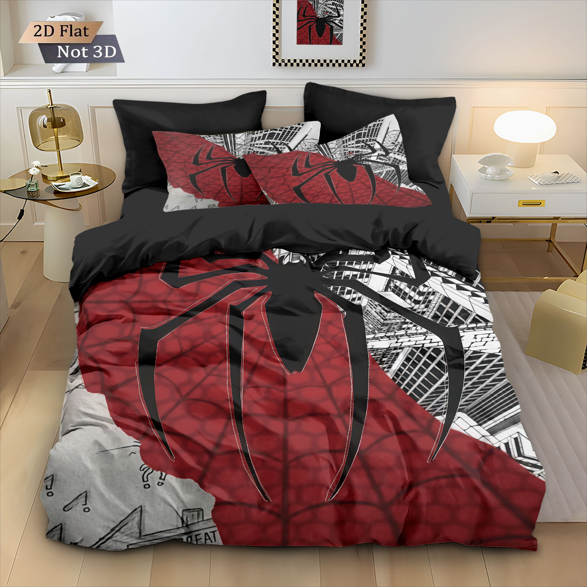 3pcs Black Spider Contrasting  - Home Textiles Bedding avis et prix