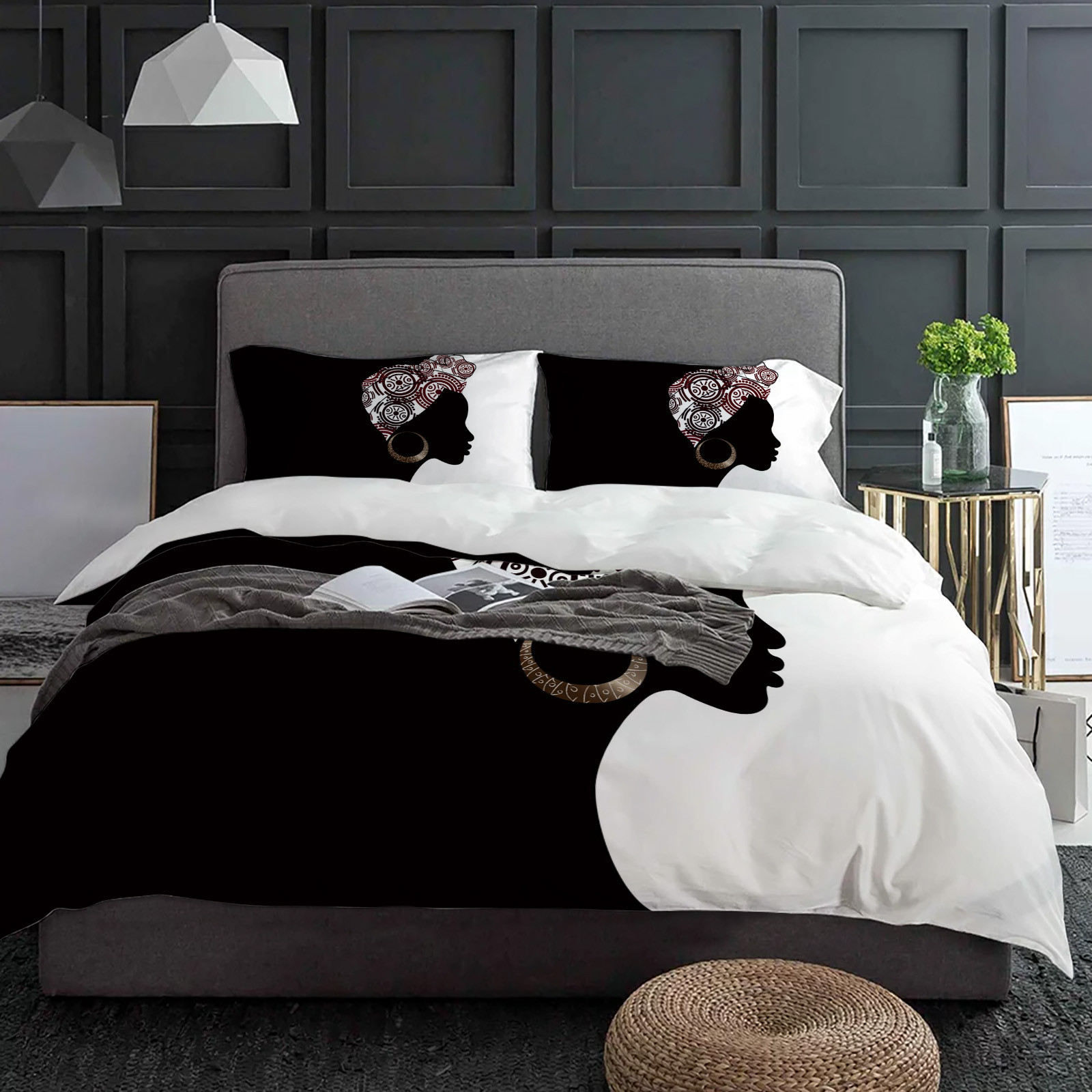 Black Woman Black White Beddin - Home Textiles Bedding avis et prix