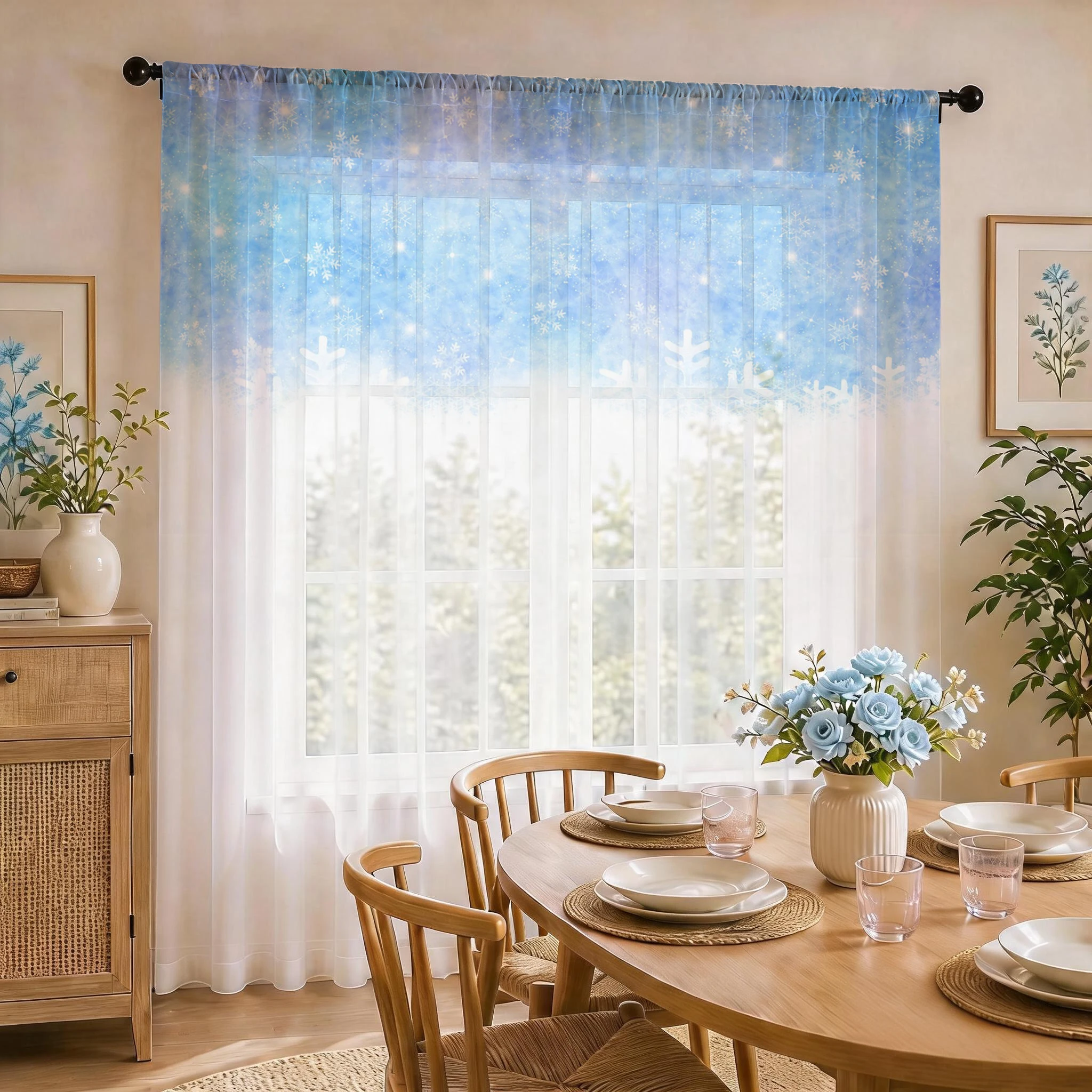 Floral Gradient Sheer Curtain, - Curtain Sheer Voile avis et prix