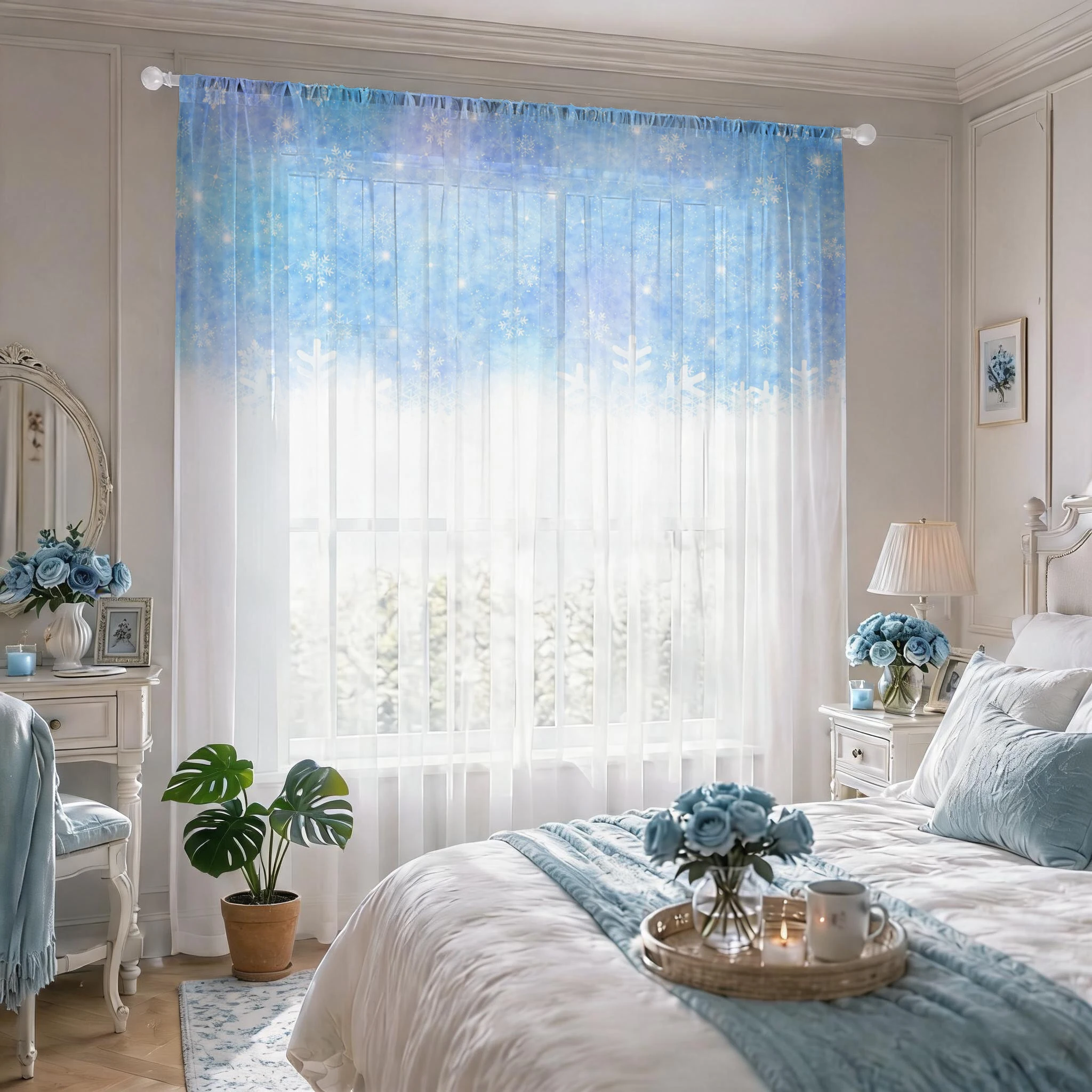 Floral Gradient Sheer Curtain, - Curtain Sheer Voile avis et prix