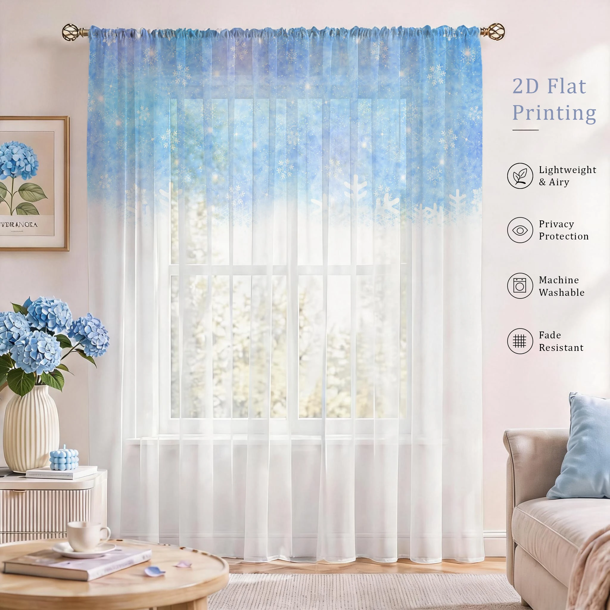 Floral Gradient Sheer Curtain, - Curtain Sheer Voile avis et prix